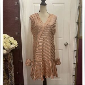 Francesca Miranda Chic Metallic Long Sleeve Dress, L